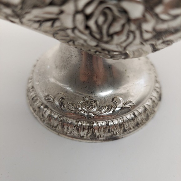 Silverplate Sugar Scuttle w/Cube Scoop Ornate Elegant Roses Silverplate VTG - Picture 12 of 16
